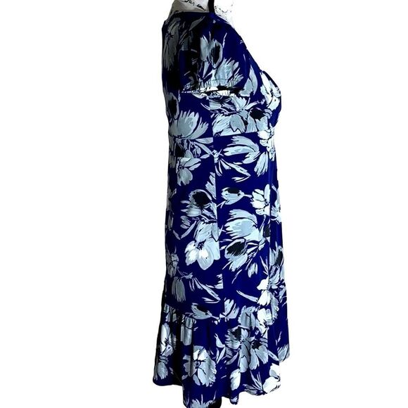 LOFT petites blue flowered dress SP - Picture 3 of 5